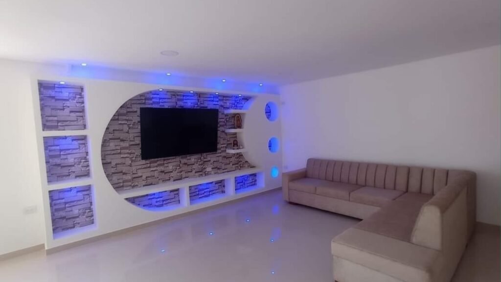LED-Lit Gypsum Board TV Wall Units