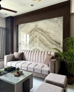 Modern marble finish wall panel style for living room