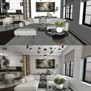 Living Room 3D Rendering