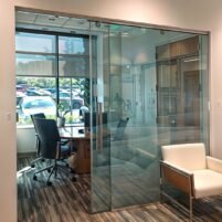 Office Frameless Glass Door Installation