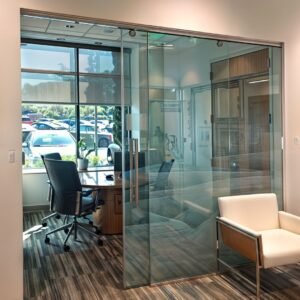 Office Frameless Glass Door Installation