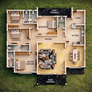 Suimas Interiors 3D architectural house plans for bungalows